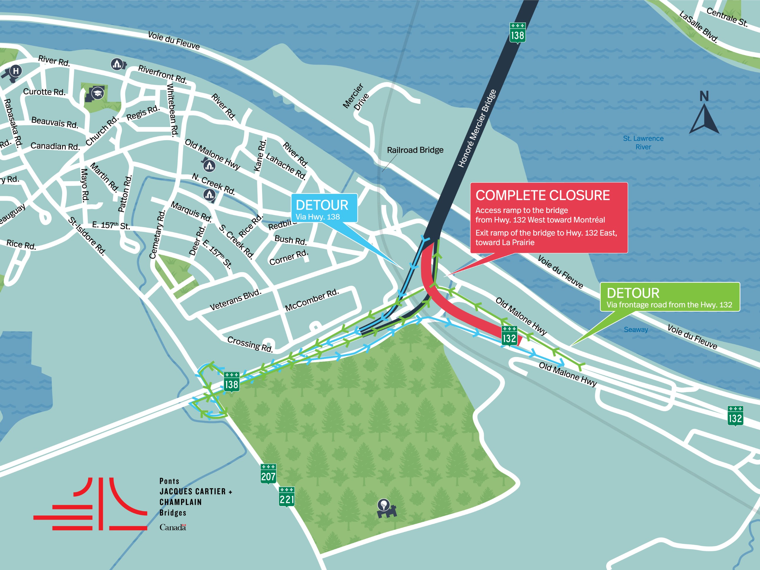 Honoré Mercier Bridge | Complete closure of access and exit ramps to the Honoré Mercier Bridge, on September 27