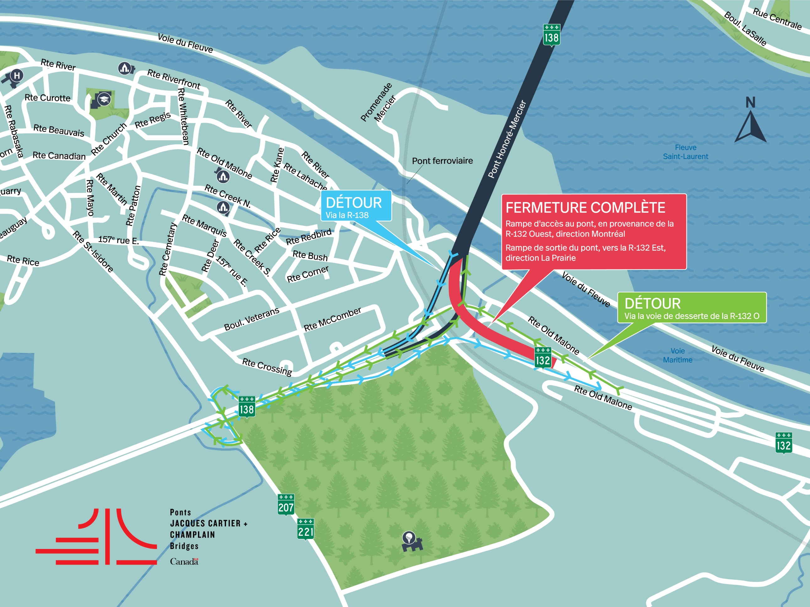 Pont Honoré-Mercier | Fermeture complète de bretelles d'accès et de sortie du pont Honoré-Mercier, le 27 septembre