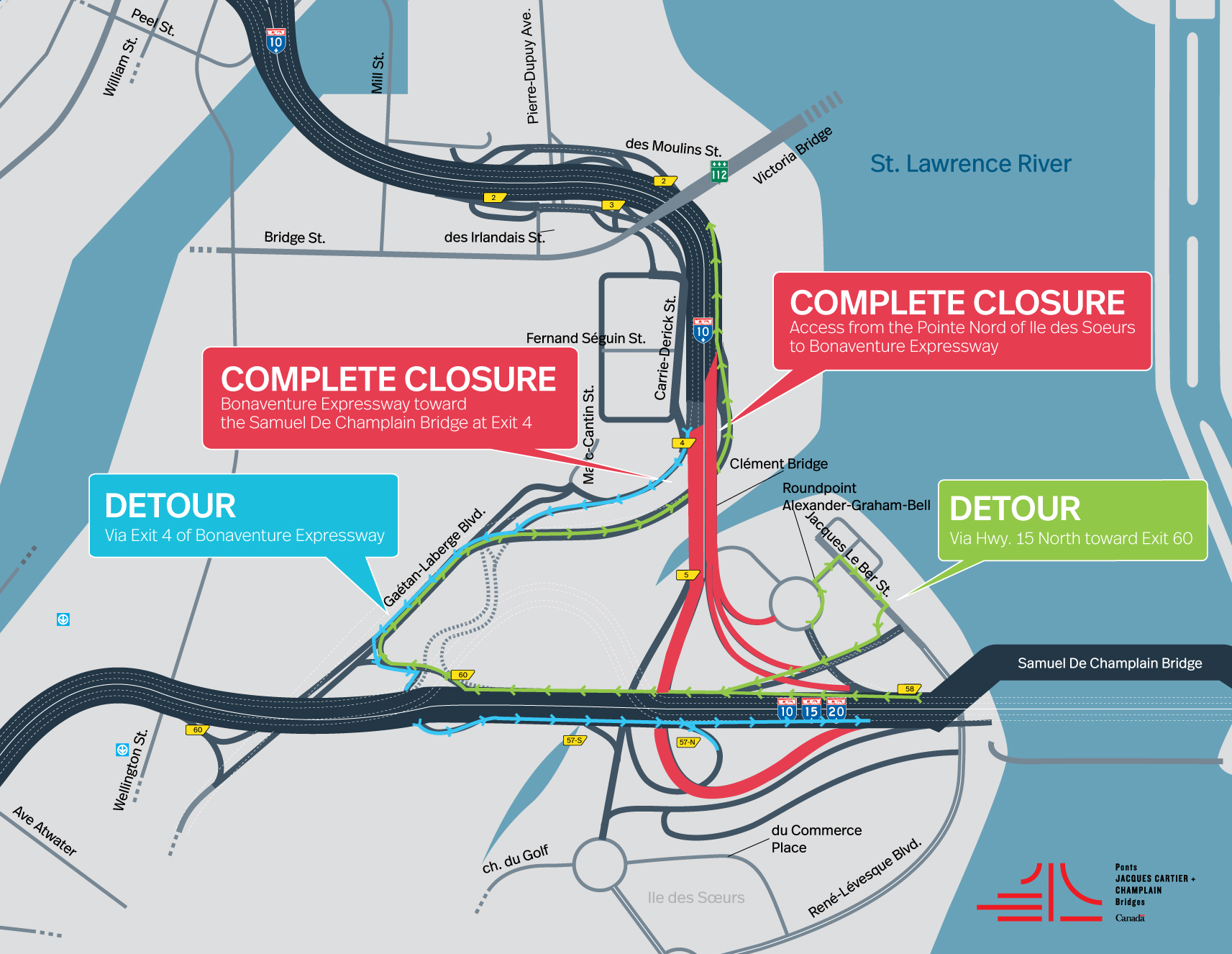 REMINDER: Bonaventure Expy. | Major work blitz : Closure of a portion of the Expy., in both directions, from December 13 to 16