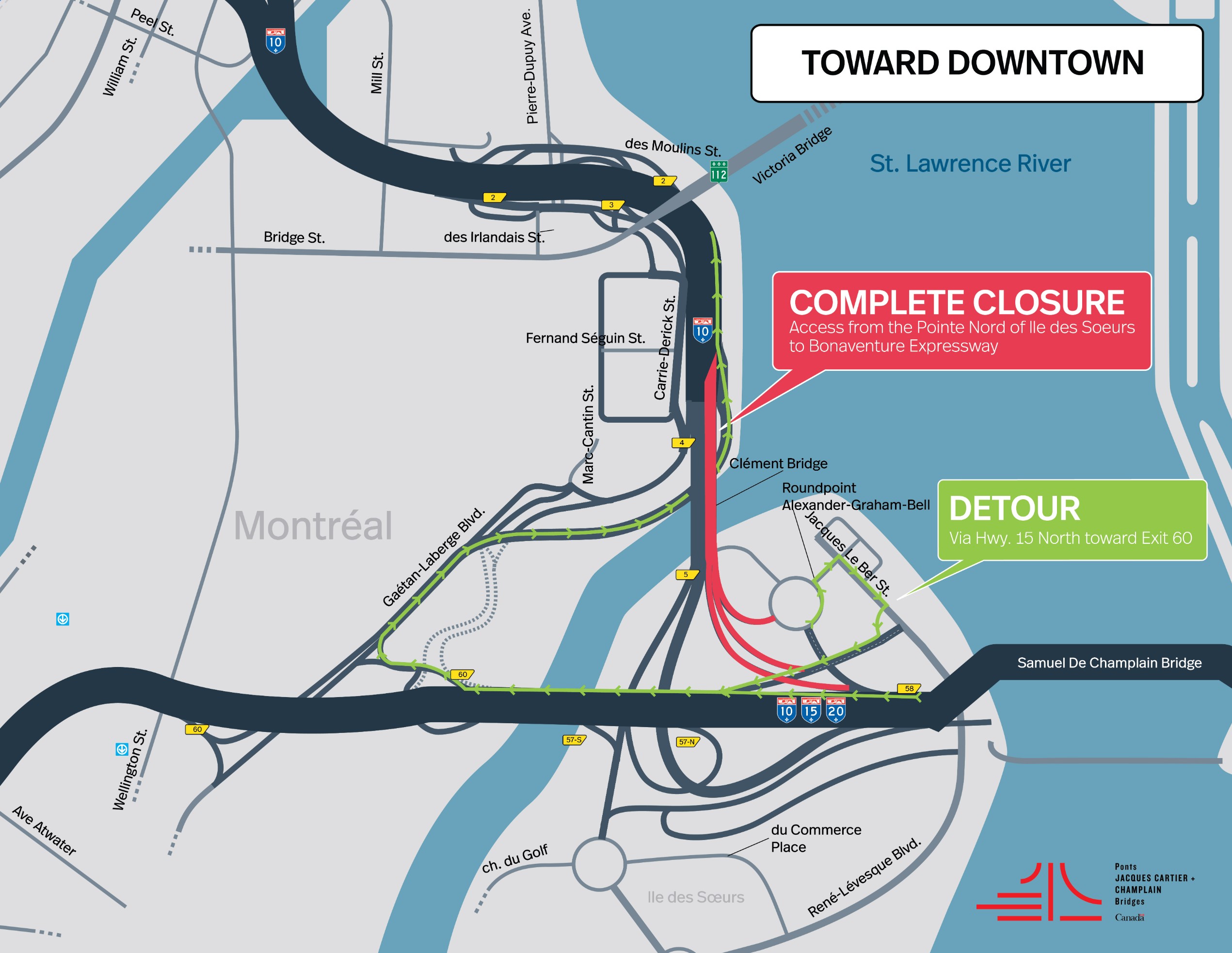 Bonaventure Expy. | MAJOR WORK BLITZ - Closure of  the Expy. in both directions, Clément Bridge sector, from July 4 to 6