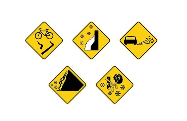 Winter conditions tab signs 